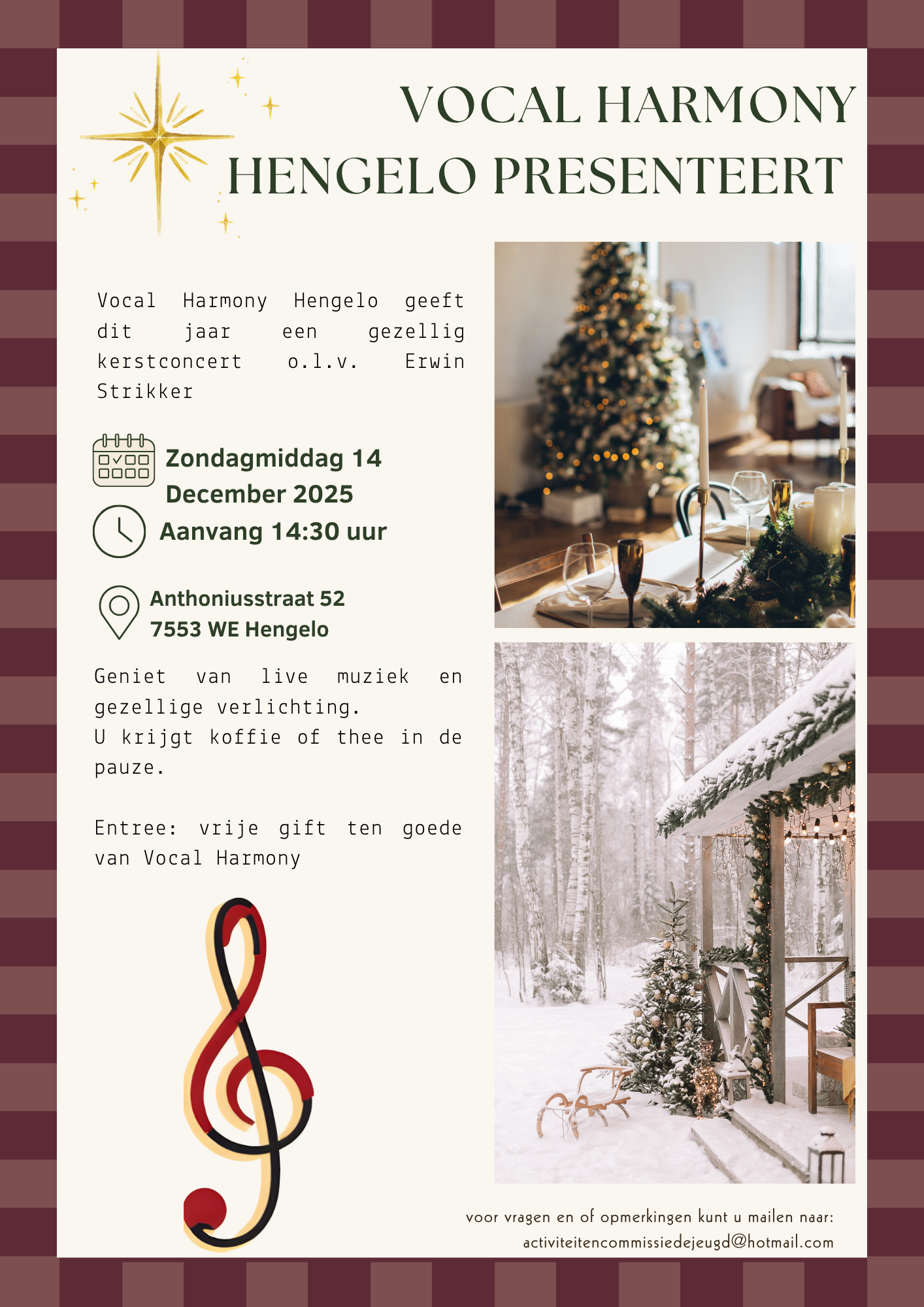 Kerst concert flyer vocal harmony