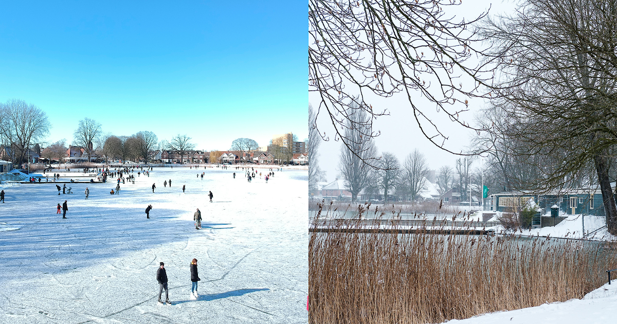 Het Tuindorpbad in Hengelo in de winter.